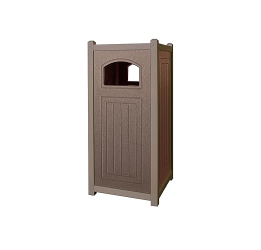 GT2116BRN Recycled Plastic Side Load Trash Container with Lid, 16 Gallon, 16"x16"x36", Brown