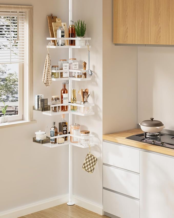 YASONIC Corner Shower Caddy Tension Pole, 25.7-109.1in Adjustable Shower Shelves - Image 8