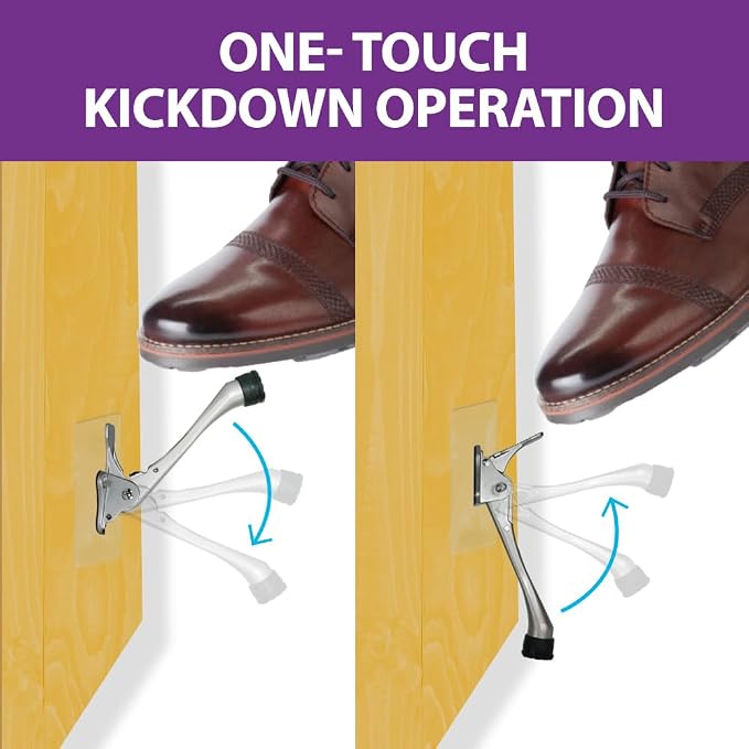 HASHI 6 Inch Kickdown Door Stopper No Drilling, Hands-Free Foot Operated Door - Image 4