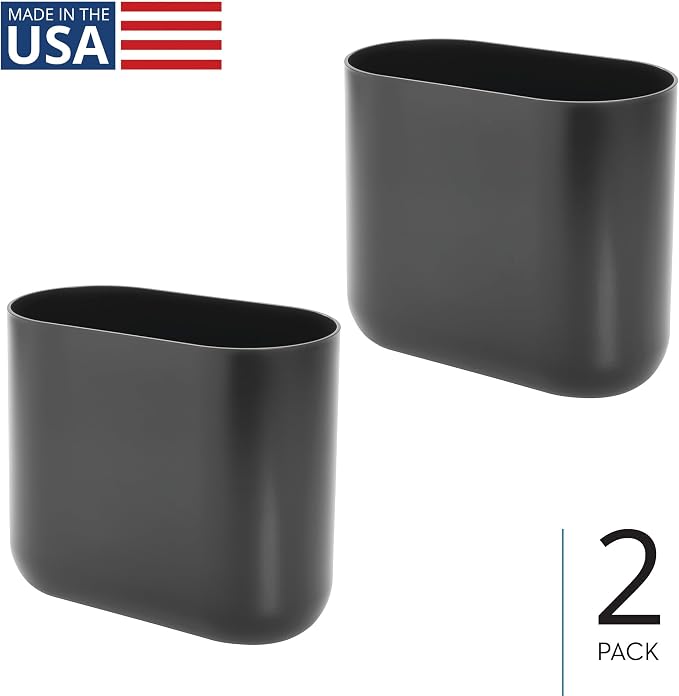 iDesign Small Slim Plastic Bathroom Trash Can - Image 2