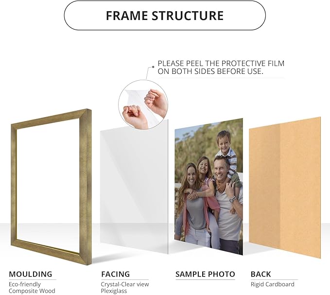 wallsthatspeak 14x18 Gold Picture Frame for Puzzles Posters Photos or Artwork