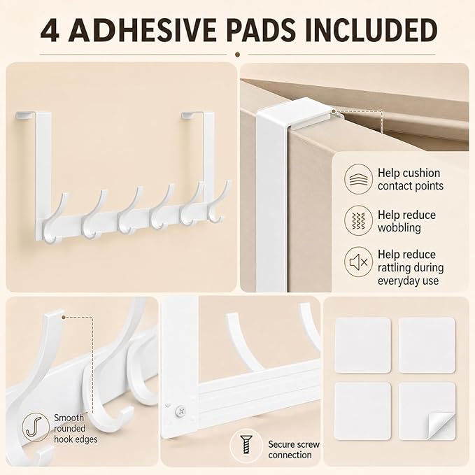 Peasulin 2 Pack Over The Door Hooks, Sturdy Door Hanger, Large Over The Door - Image 8