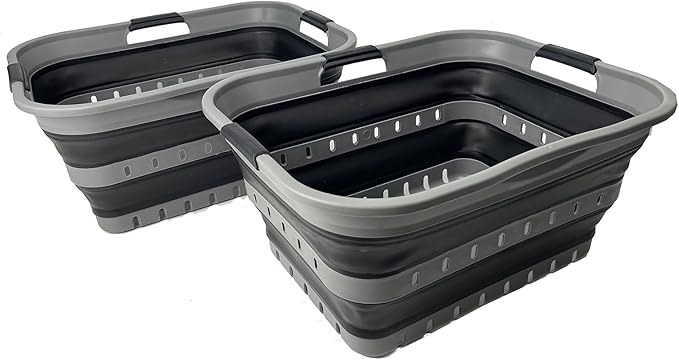 SAMMART 42 Collapsible Plastic Laundry Basket, Foldable Pop Up Storage by SAMMART