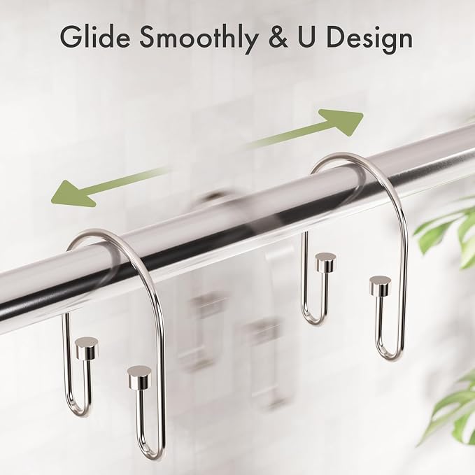 AmazerBath Shower Curtain Hooks, Nickel Double Hook Shower Curtain Hooks Rust - Image 7