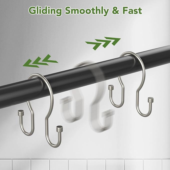 Goowin 24 Pack Shower Curtain Hooks, Simple Shower Curtain Rings, Sturdy Shower - Image 6