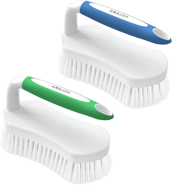 Scrub Brush for Cleaning Comfort Grip Shower Scrubber Flexible Stiff Bristles by Amazer
