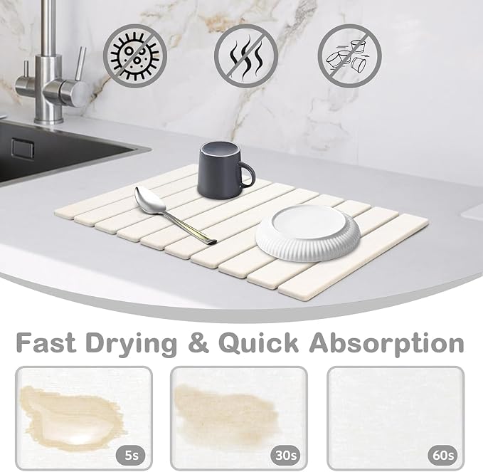 2Pcs Large Stone Dish Drying Mat - Image 2