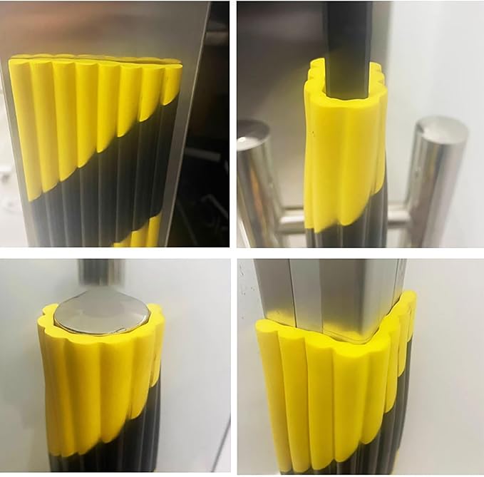 Heavy Duty Wall & Corner Guards 5m Corrugated Self-Adhesive NBR Rubber Protection with Yellow/Black Stripes for Parking Columns & Garage Safety(5PCS,20 cm)
