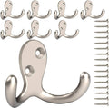 IBosins 8 Pack Silvery Double Prong Coat Hooks Wall Mounted by IBosins
