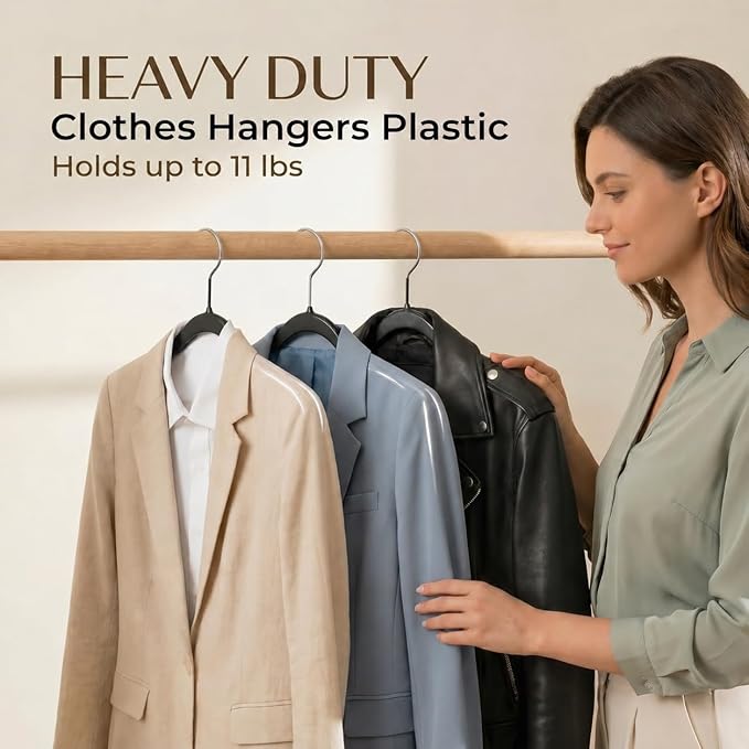 Plastic Hangers 50 Pack, Heavy Duty Plastic Hangers - Image 4