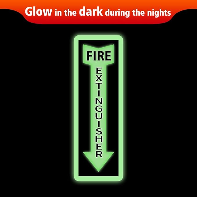 Fire Extinguisher Stickers, 2 Pack 4" X 12" Vinyl Fire Extinguisher Sign Self Adhesive Reflective,Easy to Apply and Stick,Weatherproof, UV Protected,Indoor Outdoor use,Glow in the Dark