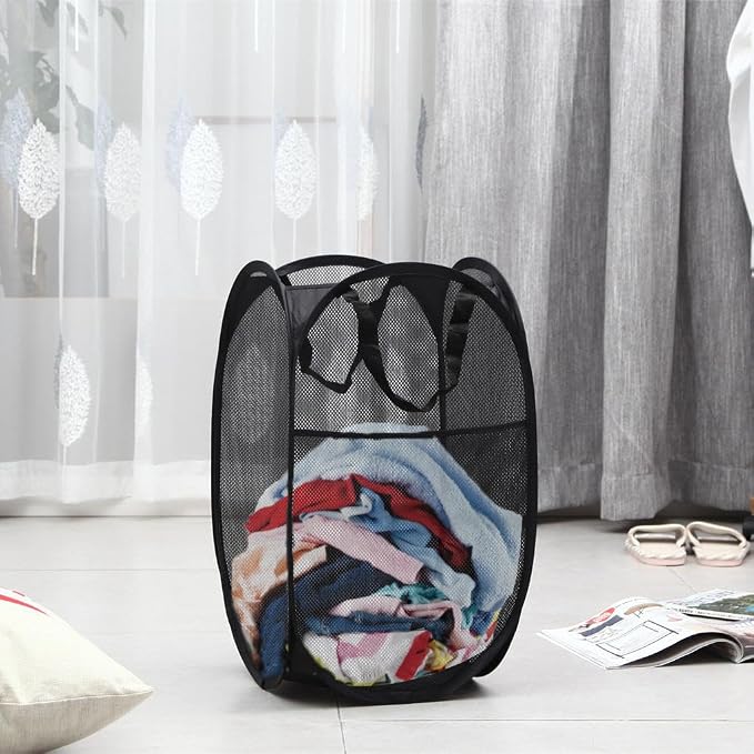 Larpur Popup Mesh Laundry Basket, Collapsible and Portable Clothes Washing - Image 4