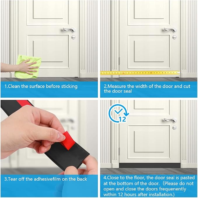 Ainiv 2 Pack Door Draft Stopper Under Door Seal, Adhesive Under Door Sweep - Image 7