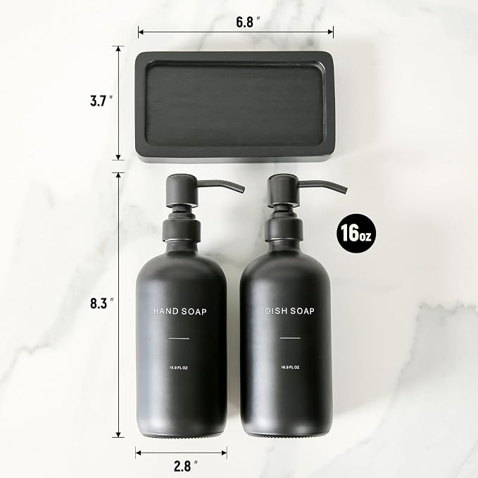 Prus Waso Matte Black Soap Dispenser Set | Kitchen Soap Dispenser Set - Image 7