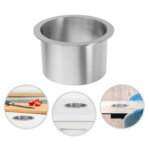 Cabilock Stainless Steel Round Countertop Trash can Lid Small Wastebasket Cover Kitchen Garbage Bin Replacement Lid 5.90X4.72X3.14 Inches