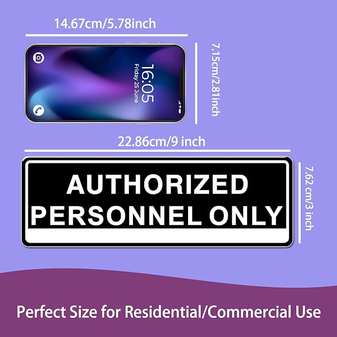 Door Sign,RAMIEYOO Acrylic Authorized Personnel Only Signs for Door,Black and White - 9"x 3" (Authorized Personnel Only)