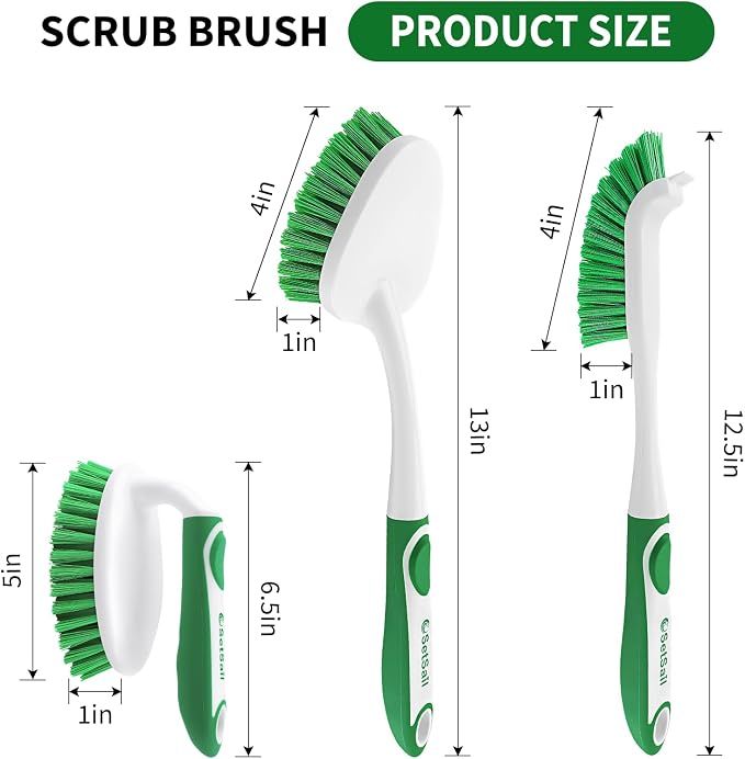 Scrub Brush Set of 4 Pack, Heavy Duty Shower Cleaning Brush Set - Image 2