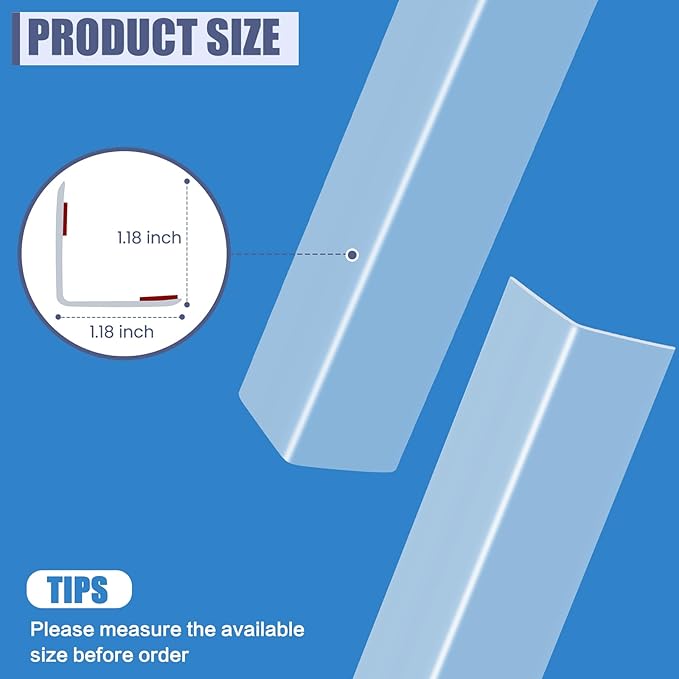 2PCS Clear Self-Adhesive Wall Corner Protectors，Corner Guards & Edge Protector for Wall Door Frame Cabinet Baseboard & Door, Table, Stair (31.5" X 1.18")