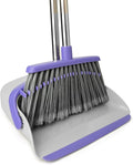 Broom and Dustpan Set with 51" Adjustable Long Handle-Gray Purple | Long Handle by OOOFLOWER