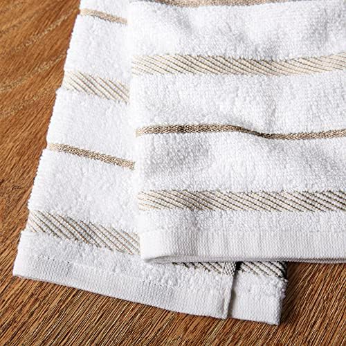 KitchenAid Albany Kitchen Towel 8-Pack Set, Milkshake Tan/White - Image 3