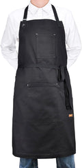 Apron with Pockets, Mens Womens Chef Bib Apron for Kitchen Cooking Grill BBQ Baking Server with Towel Loop