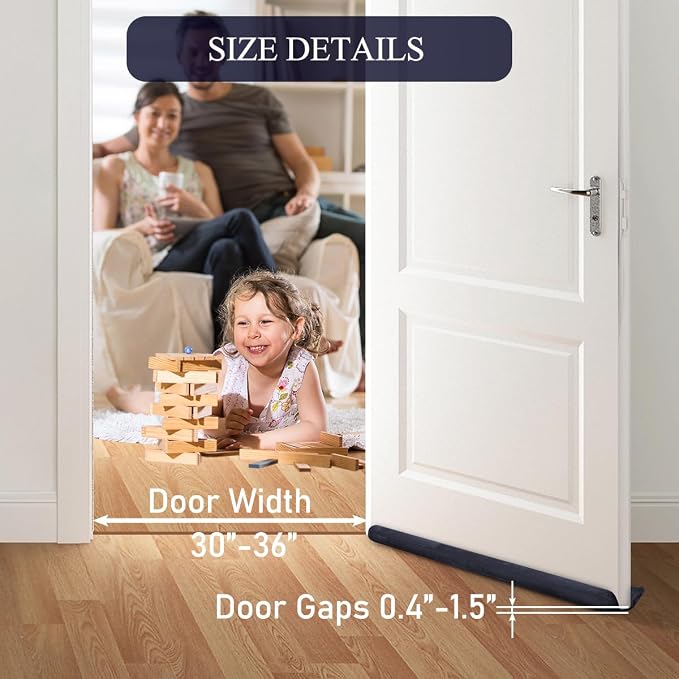 GDHOMM Under Door Draft Stopper Door Sweep Noise Blocker Weather Stripping Size - Image 2