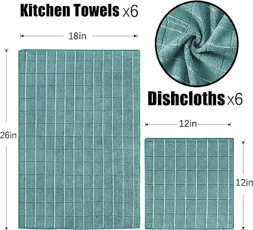Puomue Microfiber Kitchen Towels and Dishcloths Set, 26 X 18 Inch and 12 X 12 - Image 2