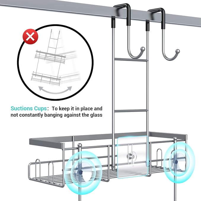 Aitatty Hanging Shower Caddy Over Door: No Drill Rustproof Shower Shelf - Image 3