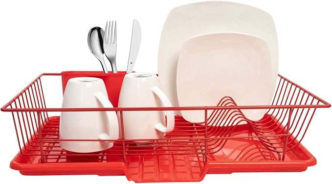 Sweet Home Collection 3 Piece Metal Dish Drainer Rack Set - Image 2