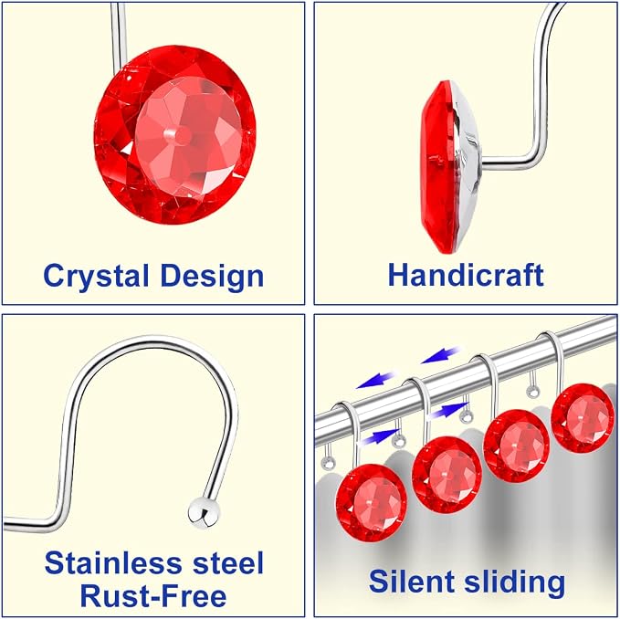 12PCS Stainless Steel Shower Curtain Hooks Rings - Image 3