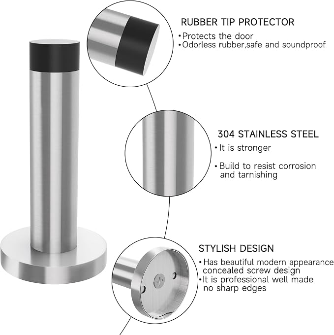 DOKU 10Pcs Door Stop, 3.5 Inch Heavy Duty 304 Stainless Steel Door Stopper - Image 3