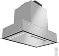 Awoco 36”W Flush Ceiling Mount Insert Island Range Hood, Stainless Steel 4 Speeds 1000 CFM, 8” Round Vent LED Lights Remote Control (36" 8" Vent)
