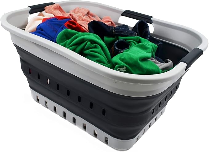 SAMMART 30L Collapsible 3 Handled Plastic Laundry Basket - Image 5