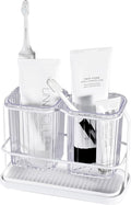 Clear Toothbrush Holders for Bathroom, 2 Cups Wall Mounted, Dry & Wet Separation by KONE