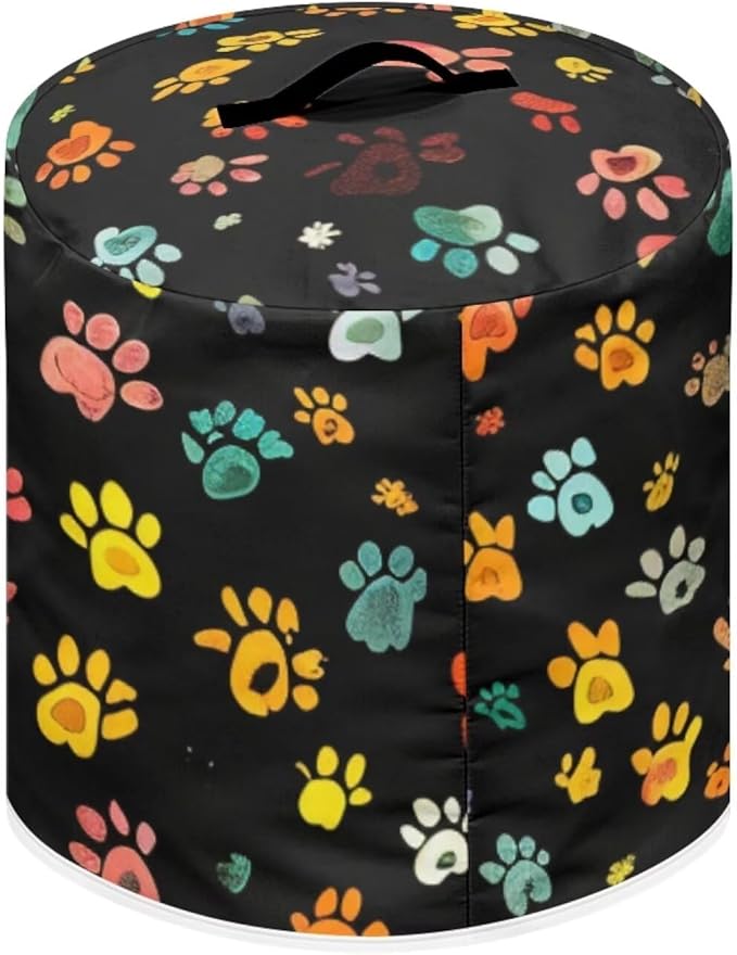 Flashideas Colorful Dog Paw Prints Pressure Cooker Cover for Women Insulated Rice Cooker Cover with Easy to Clean Lining Stain Resistant Dust Cover with Pockets for Instant Pot 6 Quart Appliance Cover