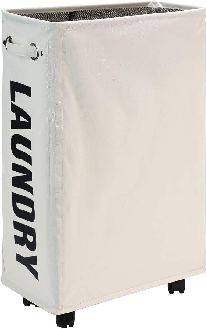 DOKEHOM 25" Slim Rolling Laundry Basket Hamper, Narrow on Wheels by DOKEHOM