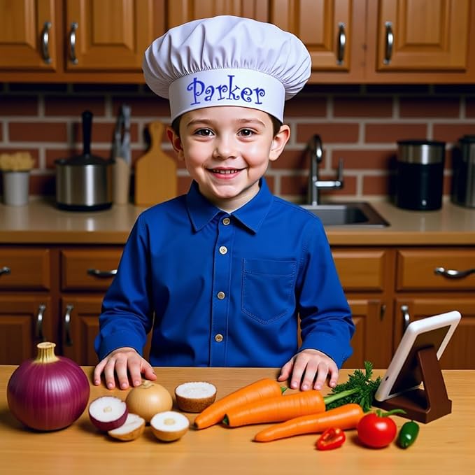 The Apron Place Adjustable Professional Chef Hats, Multiple Personalized Embroidered Designs to Choose from, Made in The USA