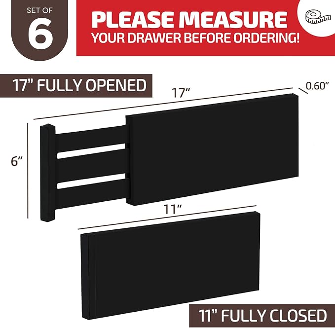 6 Pack Black Drawer Dividers - Image 7