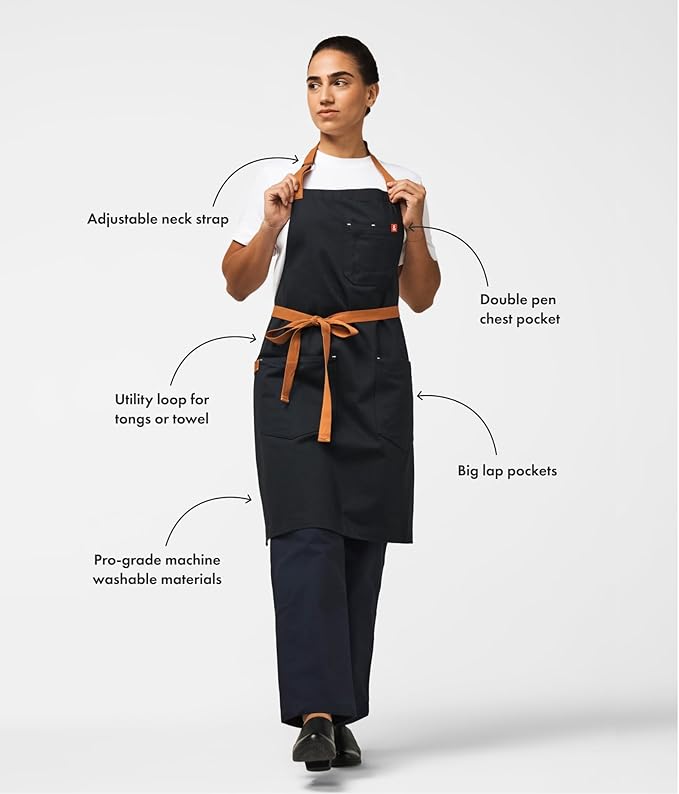 hedley & bennett Essential Apron - Lightweight Cotton Canvas Kitchen Apron with Pockets & Towel Loop - Professional Chef Workwear for Baking & Cooking - Olive