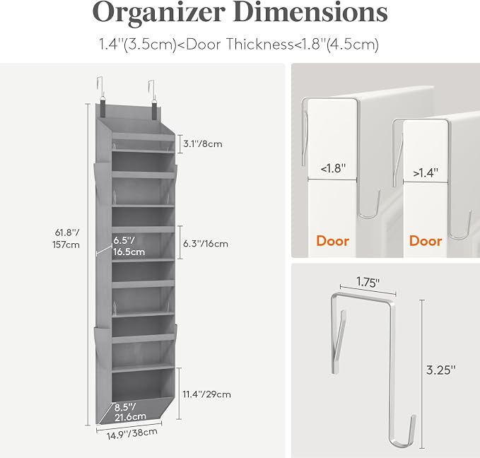 Lifewit 1 Pack Over the Door Organizer, 6 Section Clear Window Hanging Storage - Image 2