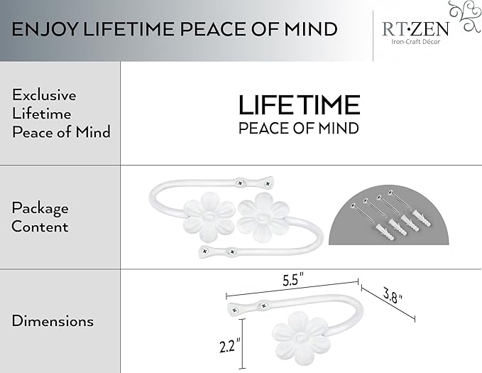 RTZEN Metal Curtain Tiebacks, Drapery Holders - Image 4