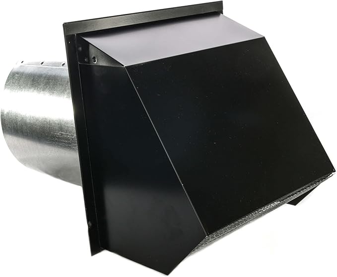 RDP Hooded Wall Vent with Screen and Damper (4 Inch, Black)