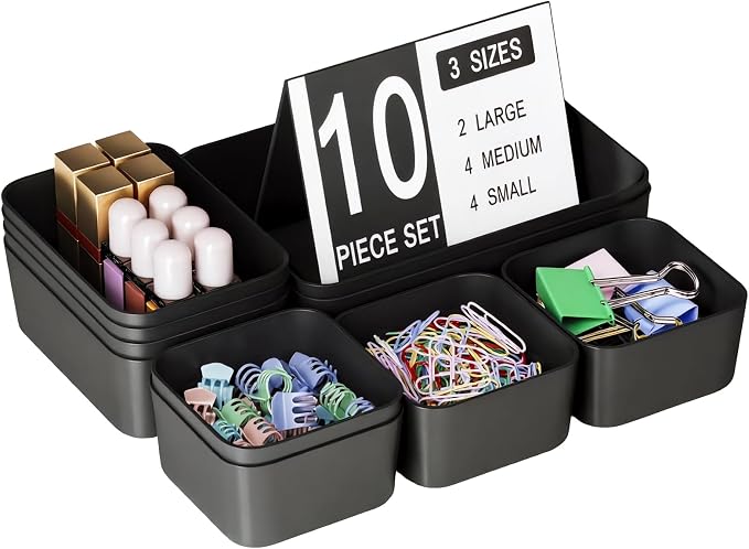 Drawer Organizers Bins 10 PCS for Bathroom Makeup Desk Office | by Homhut