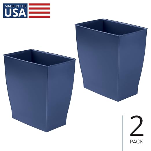 iDesign Small Plastic Bathroom Trash Can, Slim Rectangle Garbage Bin - Image 2