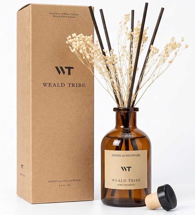 Reed Diffuser Set for Bathroom Air Fresheners, Oil Diffuser Sticks | White by WEALD+TRIBE