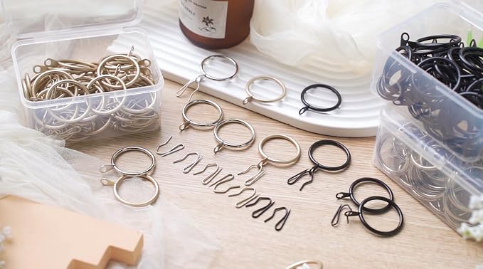 Hotop 60 Pcs 1.26 Inch Curtain Ring and 60 Pcs Pin Hook, Oil-Rubbed Bronze | - Image 7
