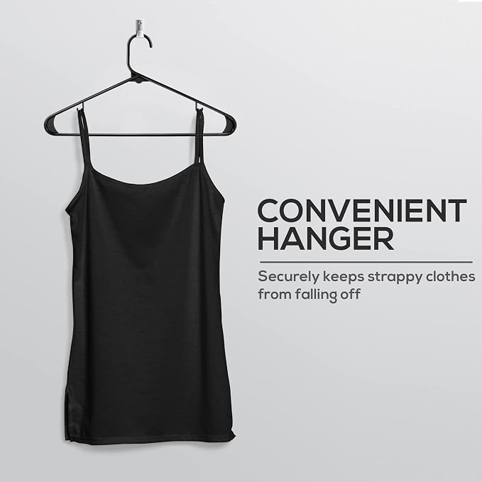 Utopia Home Plastic Hangers 200 Pack – Built-in Strap Hooks Black | Space - Image 3