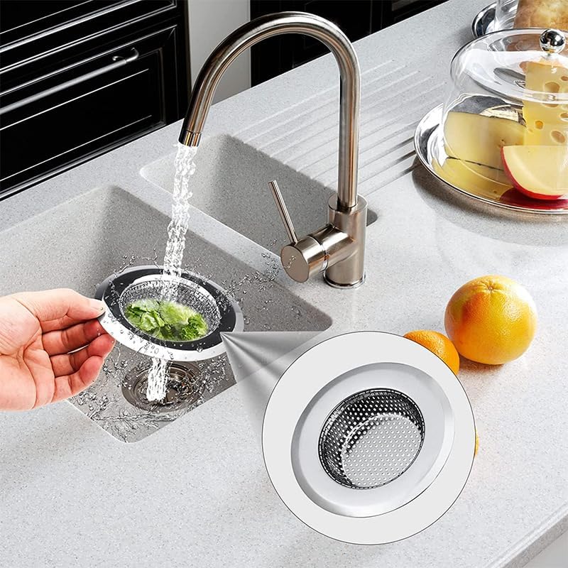 2 Large Wide Edged Stainless Steel Kitchen Sink Filters - Image 3