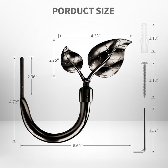 HIKMLK Leaf Shaped Curtain Tieback Holdbacks 2pcs, Handmade Metal Curtain Side - Image 6