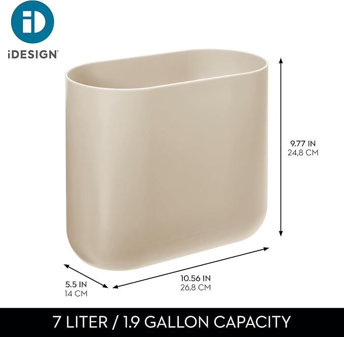 iDesign Small Slim Plastic Bathroom Trash Can - Image 4